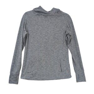 Danskin Pullover Hoodie Athletic Top Womens S Marled Blue Athleisure Casual